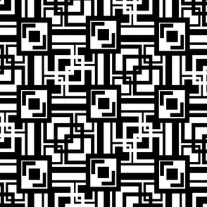 Mid Century Modern Black White Geometric Squares