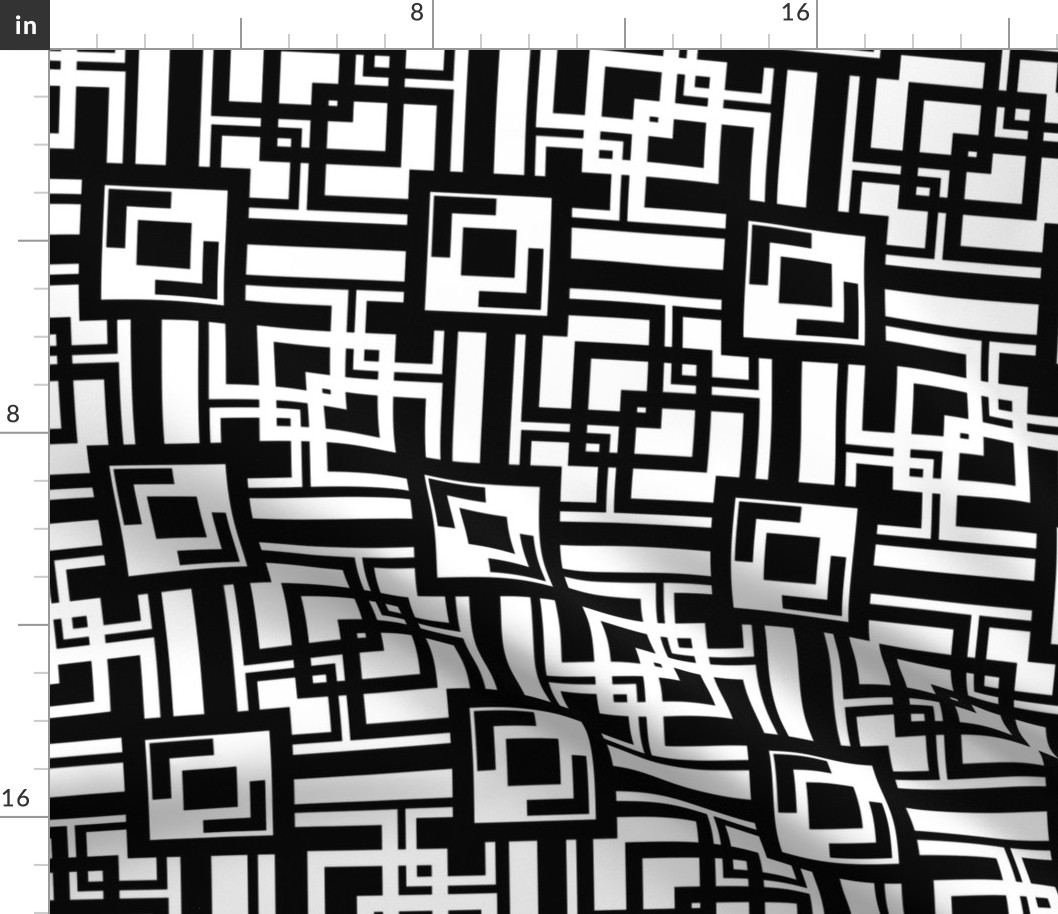 Mid Century Modern Black White Geometric Squares