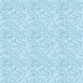 light Blue foliage drawing-small 2x2inch