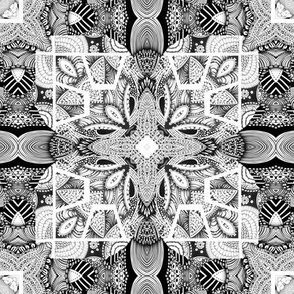 9" mandala black and white 1 flwrht