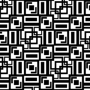 Mid Century Modern Black White Geometric Squares 3