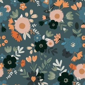 Flat Shapes Floral - Moody Forest - Medium Scale