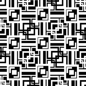 Mid Century Modern Black White Geometric Squares 4