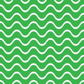 Seamless White Wave Pattern On Green Background