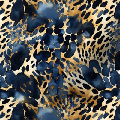 Gold and Blue Animal Print 