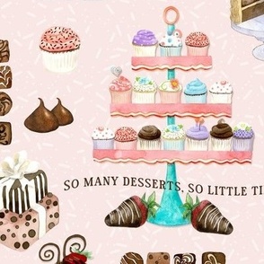 10.5" So Many Desserts! Chocolate n Cupcakes Watercolor in White by Audrey Jeanne ©