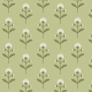 Naomi Floral: Olive Green Small Floral, Small Scale Green Botanical