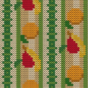 Fair Isle Apples Oranges and Bananas Stripe Turned 90 degrees