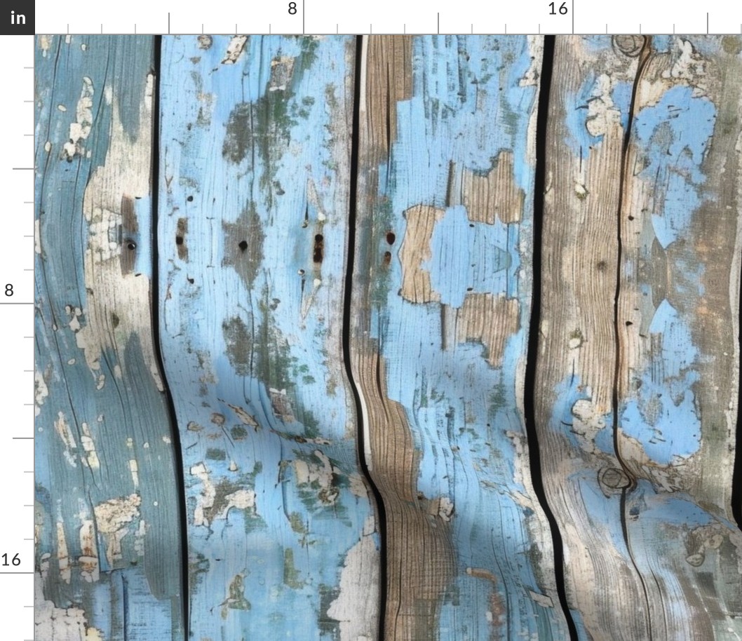 Old vertical wooden boards with old chipping blue paint peeling off. Old Painted Wooden Planks Photorealistic Seamless Pattern. Blue Wooden Planks Wallpaper.