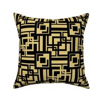 Mid Century Modern Black Gold Geometric Bohemian Squares 