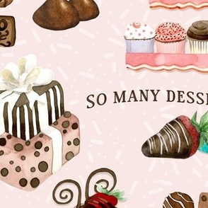 18" JUMBO So Many Desserts! Chocolate n Cupcakes Watercolor in Blush by Audrey Jeanne ©