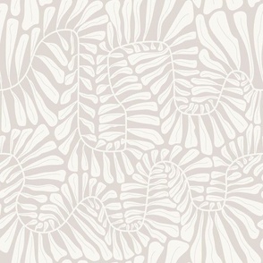 Mod Flowing Vines and Leaves in Light Beige and White