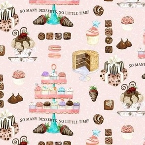 6" So Many Desserts! Chocolate n Cupcakes Watercolor in White by Audrey Jeanne ©