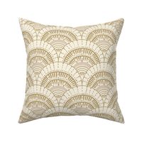 Beach scallop, fan - dark ivory, tan and desert sand on ivory - coordinate for A trip to the beach - medium