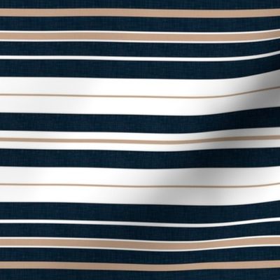 Classic Geometry - Navy Blue, Beige and White Stripes / Medium