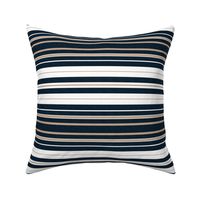 Classic Geometry - Navy Blue, Beige and White Stripes / Medium