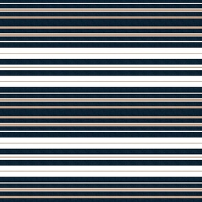 Classic Geometry - Navy Blue, Beige and White Stripes / Medium