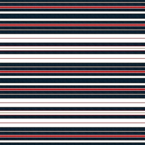 Classic Geometry - Navy Blue, Red, Beige and White Stripes / Medium