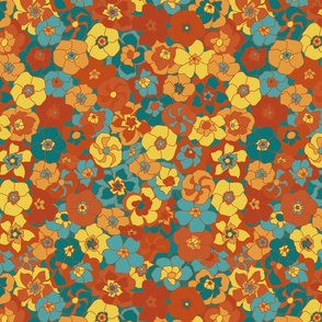 Retro Floral (12") - brown, yellow, blue (ST2022RF)