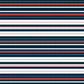 Classic Geometry - Navy Blue, Sky Blue, Red and White Stripes / Medium