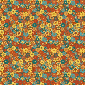 Retro Floral (6") - brown, yellow, blue (ST2022RF) 