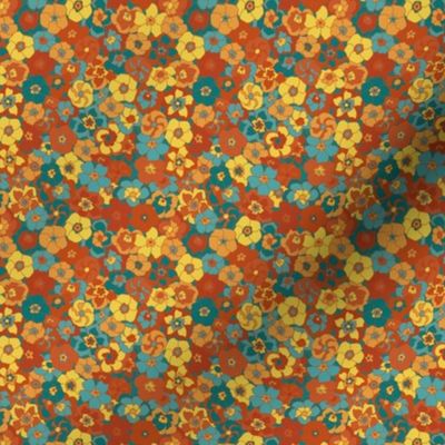 Retro Floral (3") - brown, yellow, blue (ST2022RF)