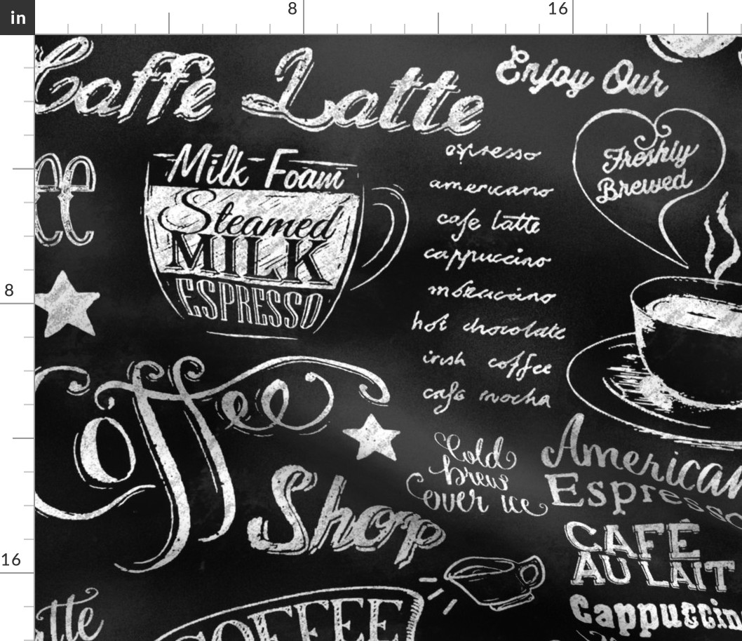 Chalkboard Coffee Menu Kitchen Wallpaper - Black
