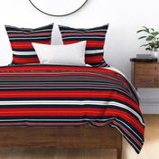 Classic Geometry - Bold Stripes in Navy Blue, Red, Beige and White / Large