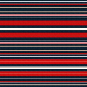 Classic Geometry - Bold Stripes in Navy Blue, Red, Beige and White / Medium
