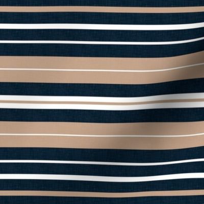 Classic Geometry - Bold Stripes in Navy Blue, Beige and White / Medium