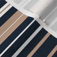 Classic Geometry - Bold Stripes in Navy Blue, Beige and White / Medium