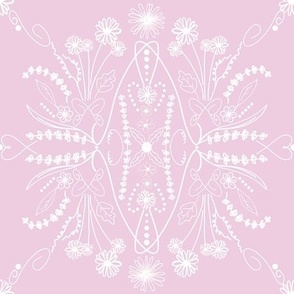 White on pink delicate floral vintage