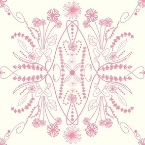 Pink on cream delicate floral vintage
