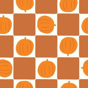  Halloween Burnt Orange Pumpkin Checkerboard