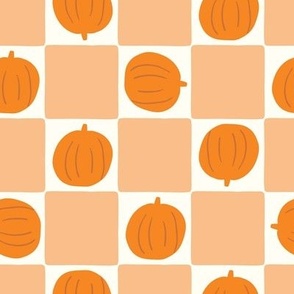  Halloween Light Orange Pumpkin Checkerboard