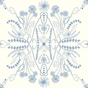 Blue on cream delicate floral vintage
