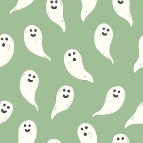 Halloween Ghosts on Green