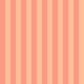 (Medium) Awning Beach Stripes  - Peach and Coral Orange
