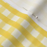 12” repeat yellow and off white hand painted watercolour gingham with faux woven texture
