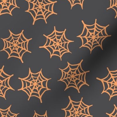 Halloween Orange Spiderwebs on Black Loose