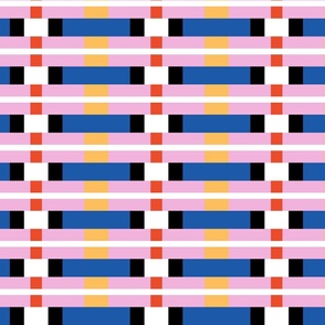 HouseofMay-joyful horizontal stripes blue jonquil blush vermilion white black blocks