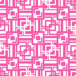 Mid Century Modern Dark Pink Geometric Bohemian Squares 
