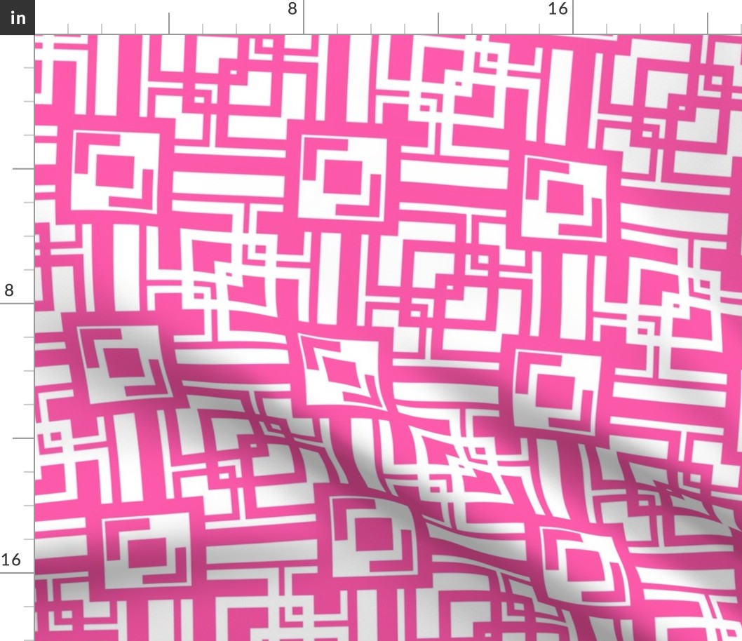 Mid Century Modern Dark Pink Geometric Bohemian Squares 