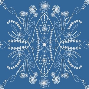 White on blue floral vintage