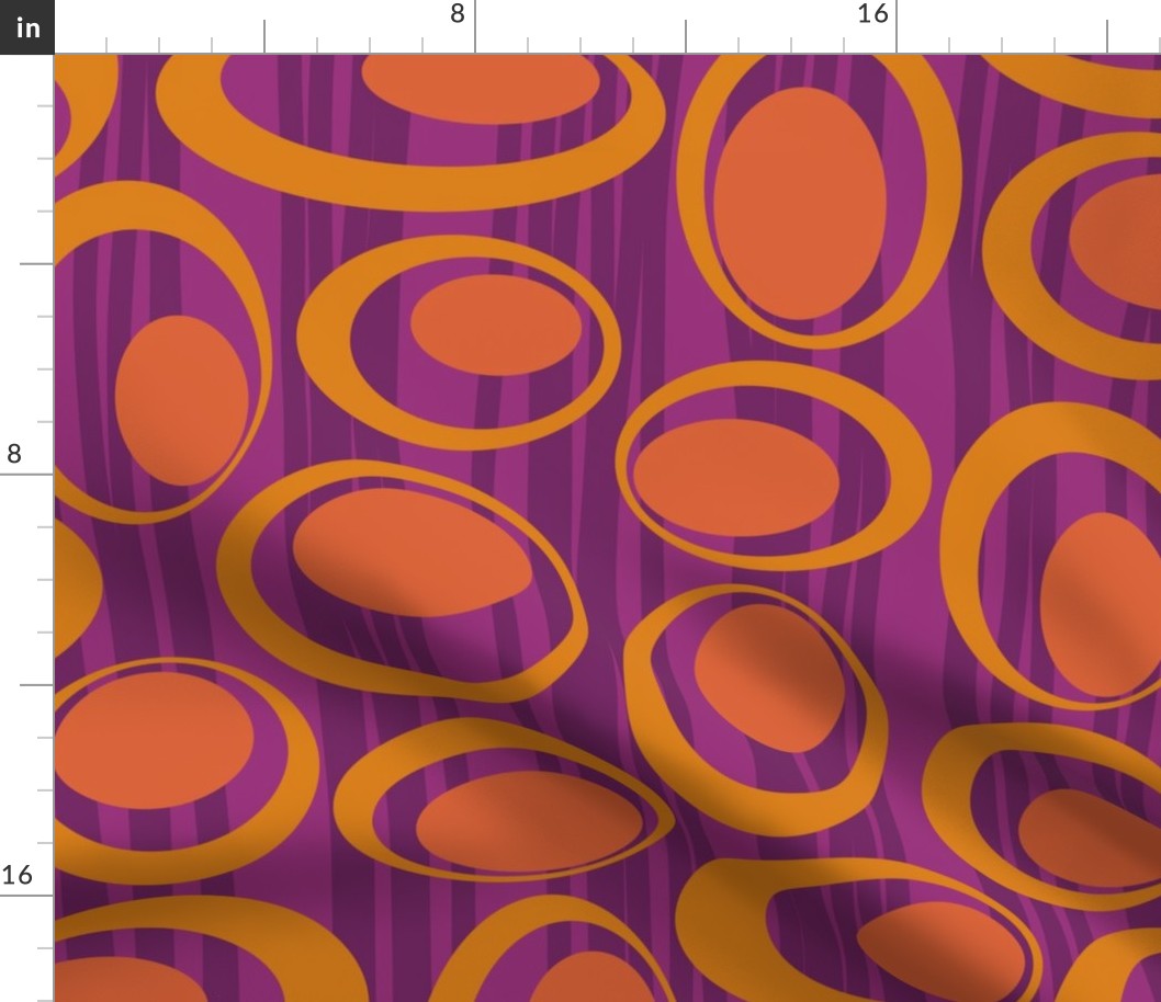 Loopy Ovals in Sunset Orange and Purple - Large