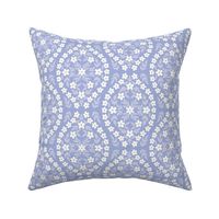 Floral Damask Cottagecore White on Periwinkle Blue