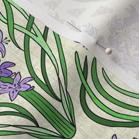 Art Nouveau Hyacinths on soft yellow, linen, (S)