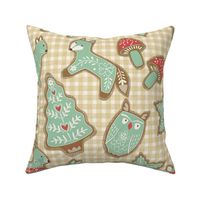 Forest Animals Cookies - tan gingham check
