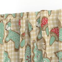 Forest Animals Cookies - tan gingham check