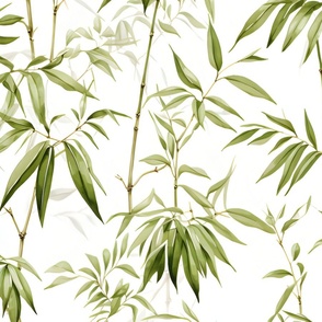 Green Bamboo on White - large
